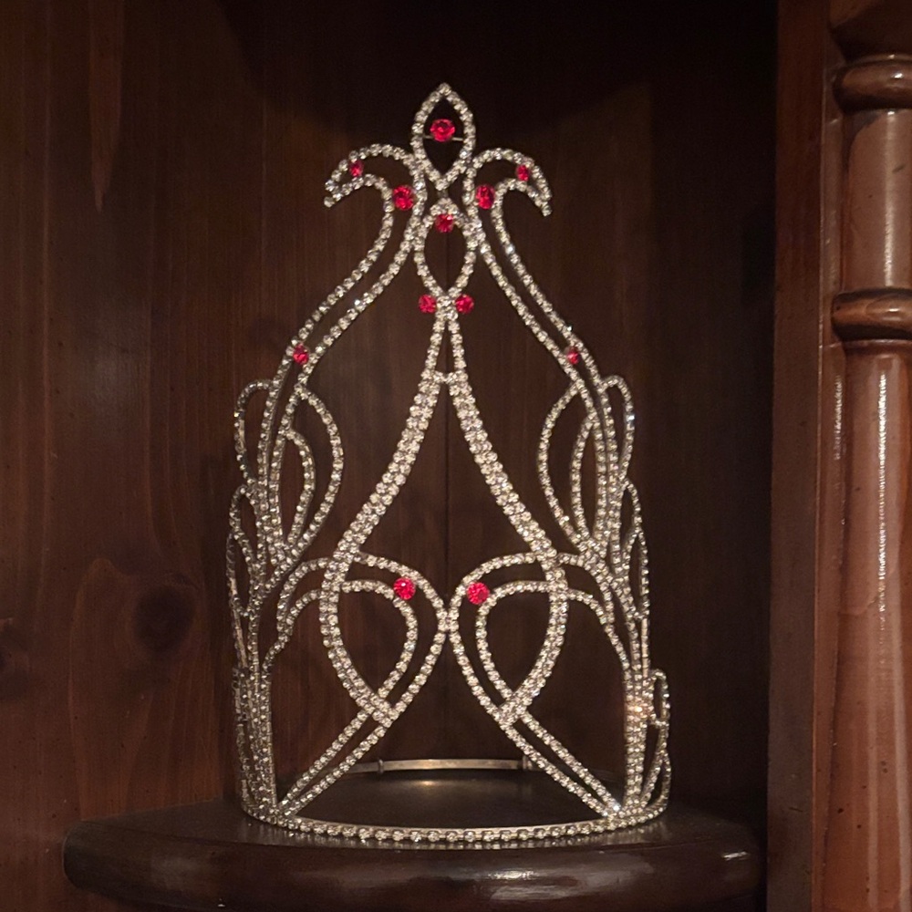 Elegant Silver and Red Crystal Crown